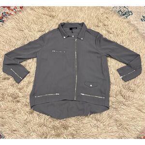 The Kooples Gray Zipper Blouse size large